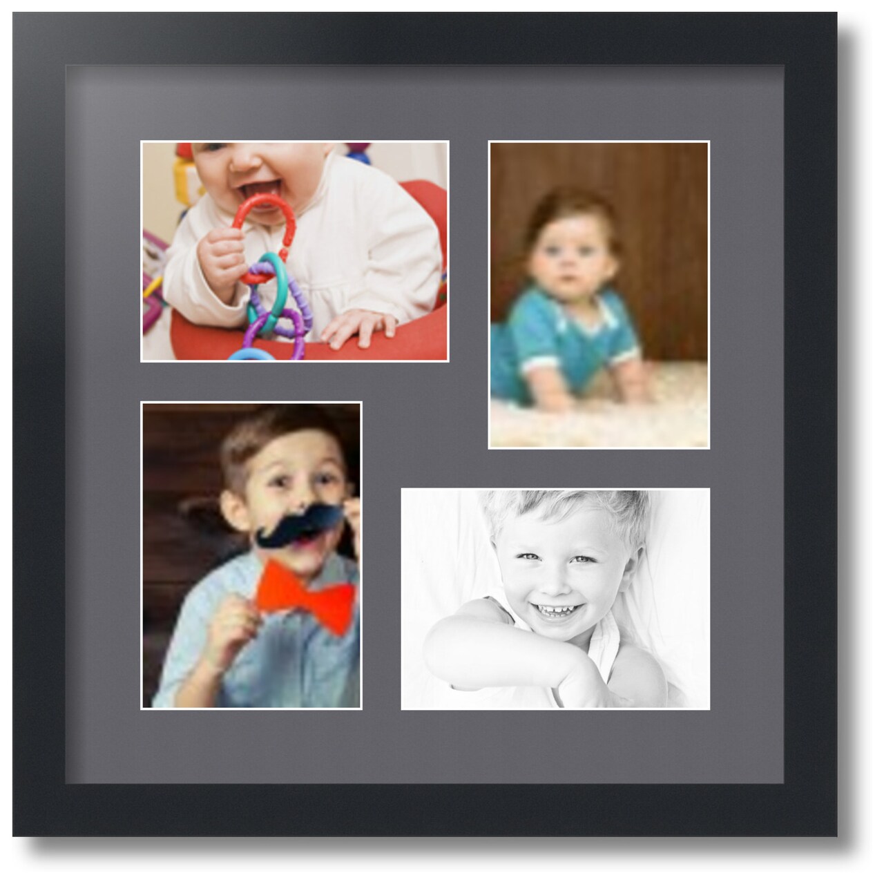ArtToFrames Collage Photo Picture Frame with 4 - 5x7 inch Openings, Framed in Black with Over 62 Mat Color Options and Plexi Glass (CSM-3926-179)